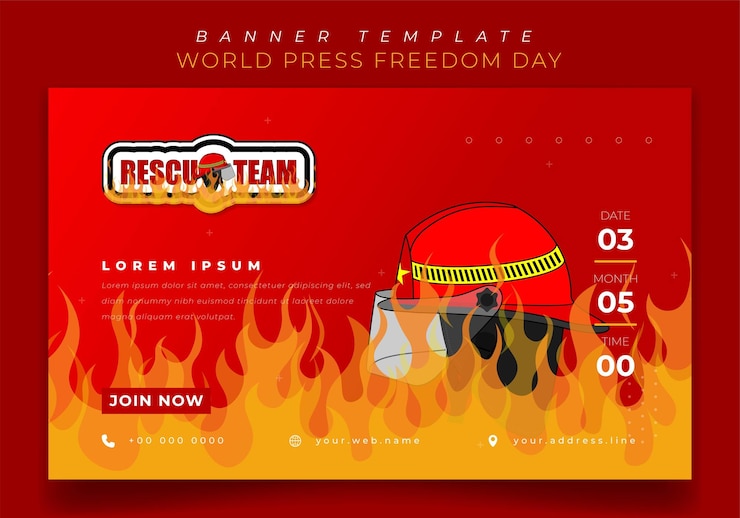 Vetor design de modelo de banner com fundo de fogo flamejante e capacete de fogo para design do dia do bombeiro