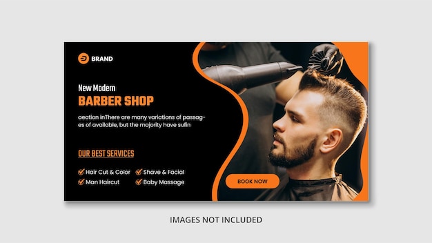 Vetor design de modelo de banner da web de barbearia