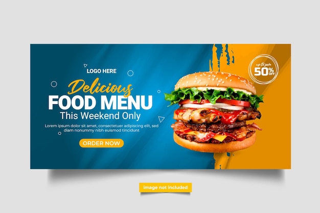 Design de modelo de banner da web de promoção de negócios de alimentos menu de restaurante de fast food marketing de mídia social