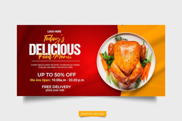 Design de modelo de banner da web de promoção de negócios de alimentos venda on-line de hambúrguer saudável de restaurante