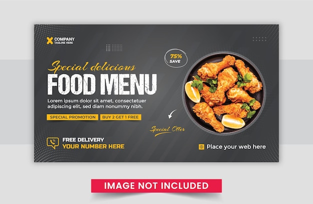 Design de modelo de banner da web de restaurante de fast food