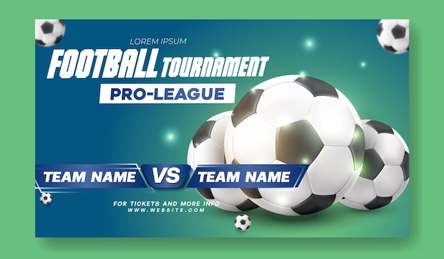 Design de modelo de banner da web para promoção de torneios de futebol