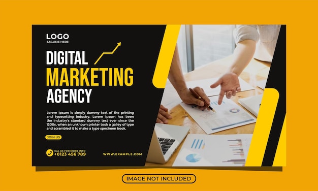 Design de modelo de banner de agência de marketing digital