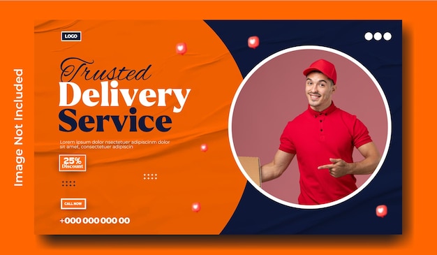 Design de modelo de banner de anúncios de serviços de entrega