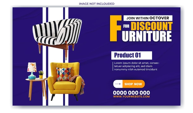 Design de modelo de banner de anúncios de venda de móveis na web