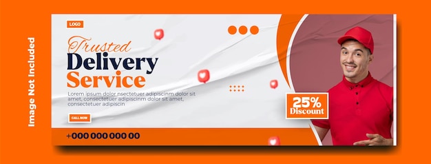 Design de modelo de banner de capa de promoção de anúncios de serviços de entrega profissionais