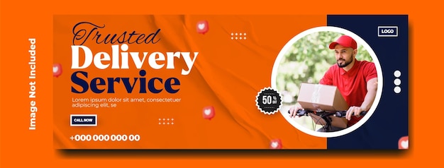 Design de modelo de banner de capa de promoção de anúncios de serviços de entrega profissionais