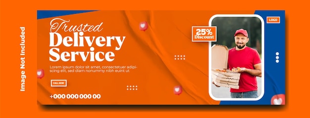 Design de modelo de banner de capa de promoção de anúncios de serviços de entrega profissionais