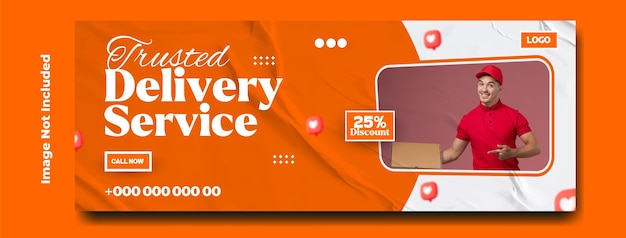 Design de modelo de banner de capa de promoção de anúncios de serviços de entrega profissionais