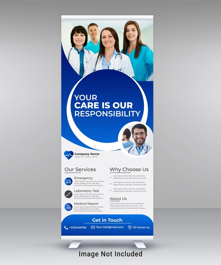 design de modelo de banner de enrolamento médico de cuidados de saúde