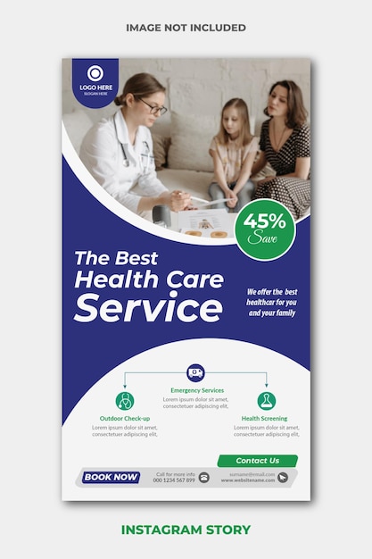 Vetor design de modelo de banner de história de instagram de mídia social de assistência médica médica