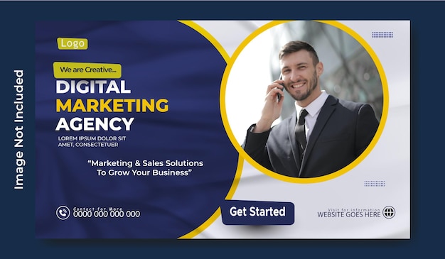 Design de modelo de banner de marketing digital