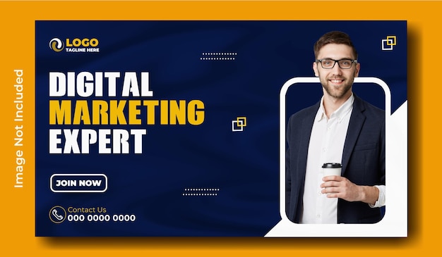 Design de modelo de banner de marketing digital