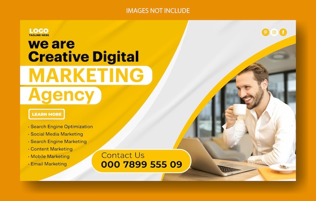 Design de modelo de banner de marketing digital