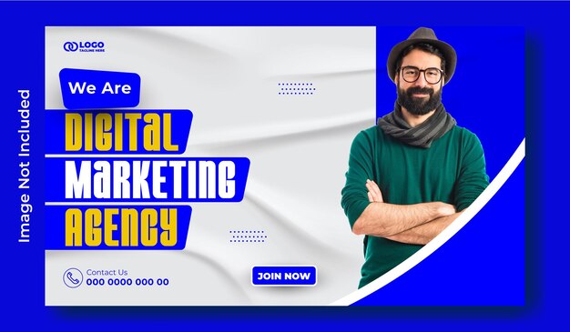 Design de modelo de banner de marketing digital