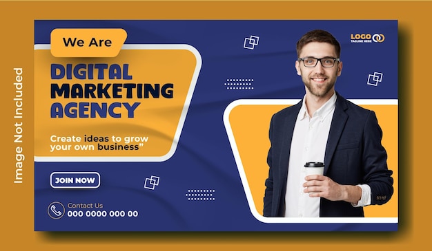 Design de modelo de banner de marketing digital
