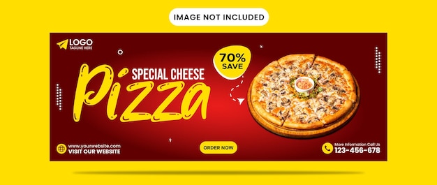 Design de modelo de banner de mídia social de pizza de queijo especial