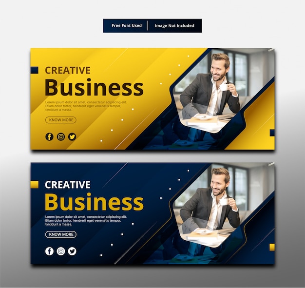 Design de modelo de banner de negócios criativos.