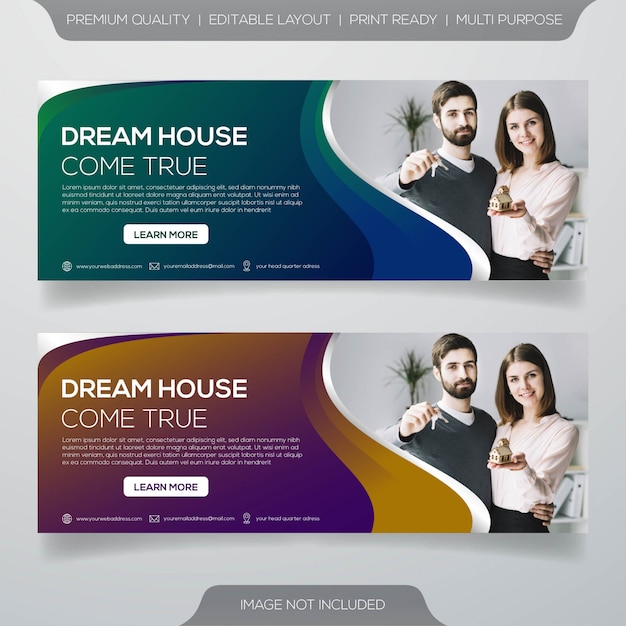 design de modelo de banner de promoção imobiliária