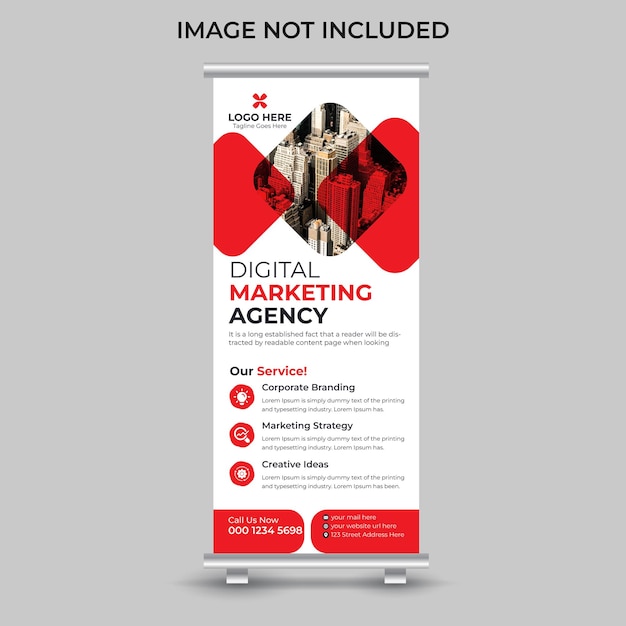 Vetor design de modelo de banner de roll-up de marketing elegante corporativo