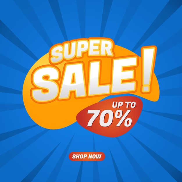 Design de modelo de banner de sinal de super venda para promoção de publicidade