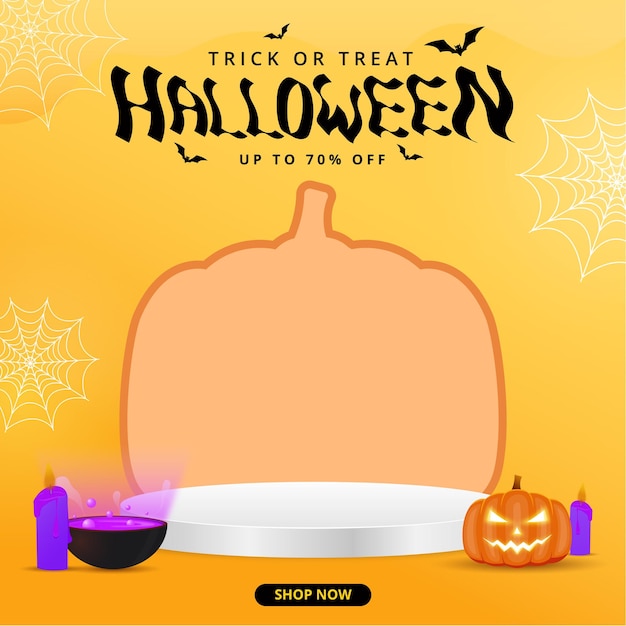 Design de modelo de banner de venda de halloween gardient.