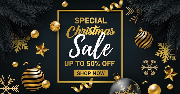 Design de modelo de banner de venda de Natal