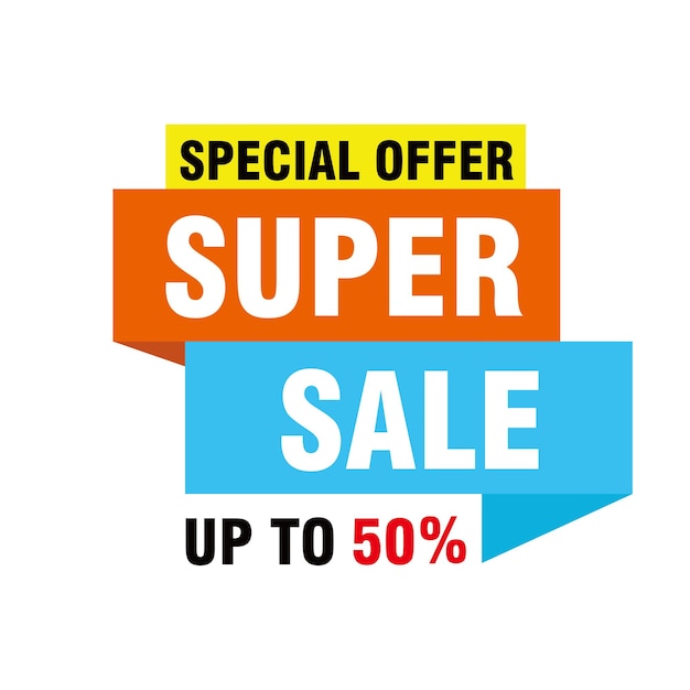 Design de modelo de banner de venda, oferta especial de grande venda. Banner de oferta especial de fim de temporada.