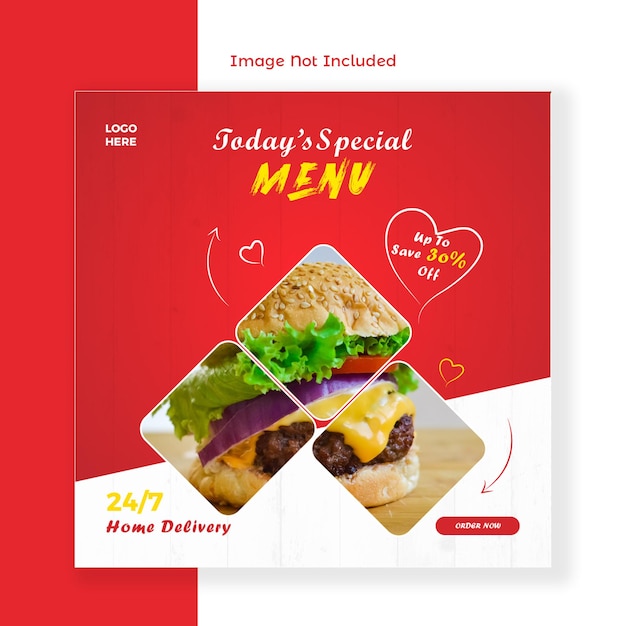 Design de modelo de banner do instagram especial para mídia social de alimentos