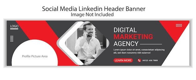 Design de modelo de banner do linkedin para agência de marketing digital