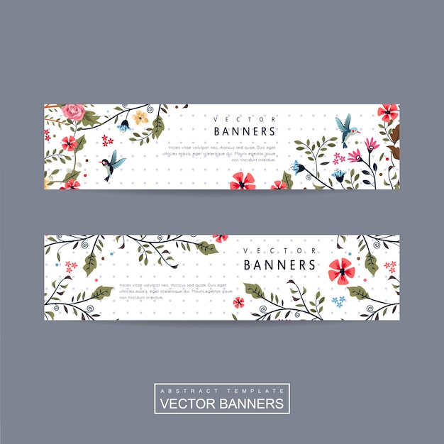 Vetor design de modelo de banner gracioso com lindo padrão floral