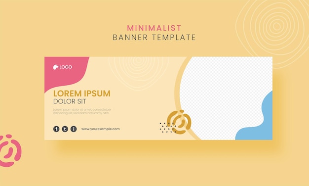 Design de modelo de banner minimalista abstrato com espaço de cópia em fundo amarelo.