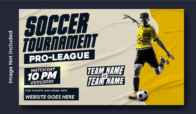 Design de modelo de banner promocional da web de torneios esportivos