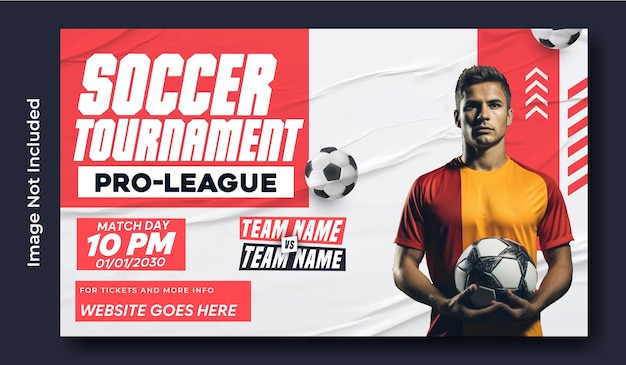 Design de modelo de banner promocional da web de torneios esportivos
