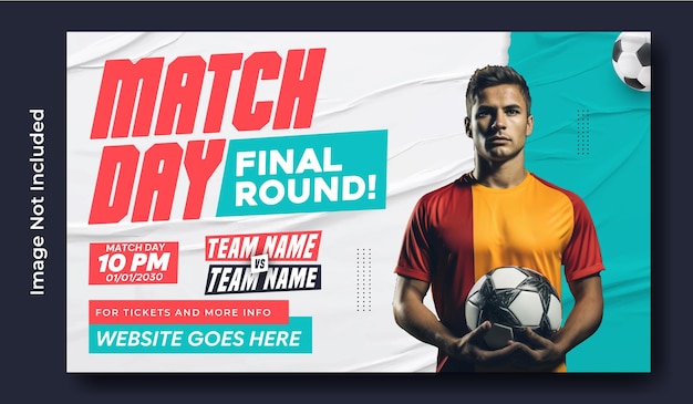 Design de modelo de banner promocional da web de torneios esportivos