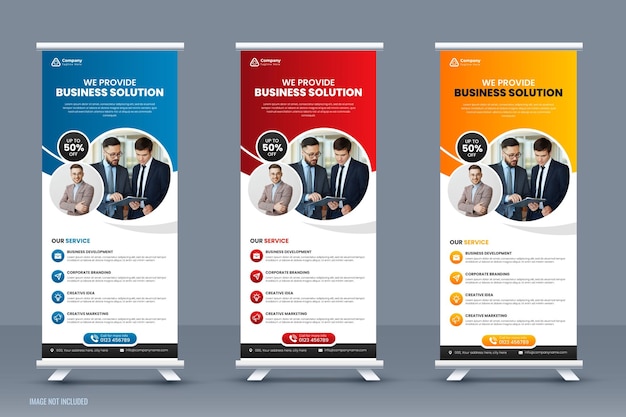 Design de modelo de banner roll-up de negócios corporativos