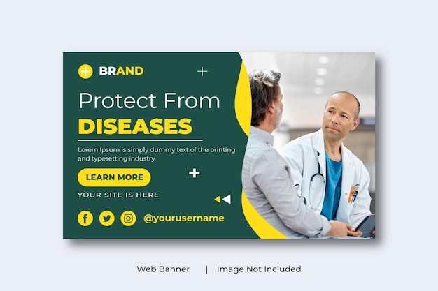 Design de modelo de banner web de serviço médico profissional de saúde banner criativo de saúde