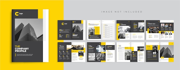 Design de modelo de brochura de perfil da empresa Layout de brochura de negócios corporativos Folheto de 16 páginas