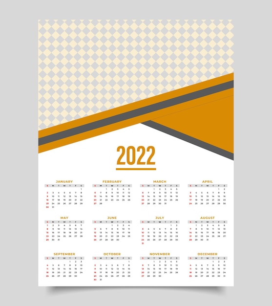 Design de modelo de calendário 2022 ano novo design de calendário simples