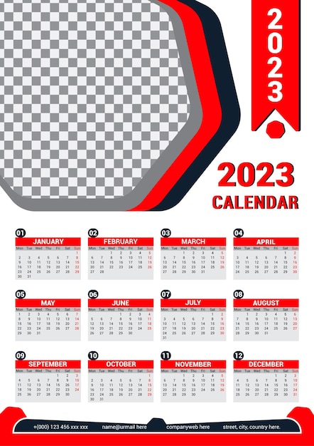 Vetor design de modelo de calendário 2023
