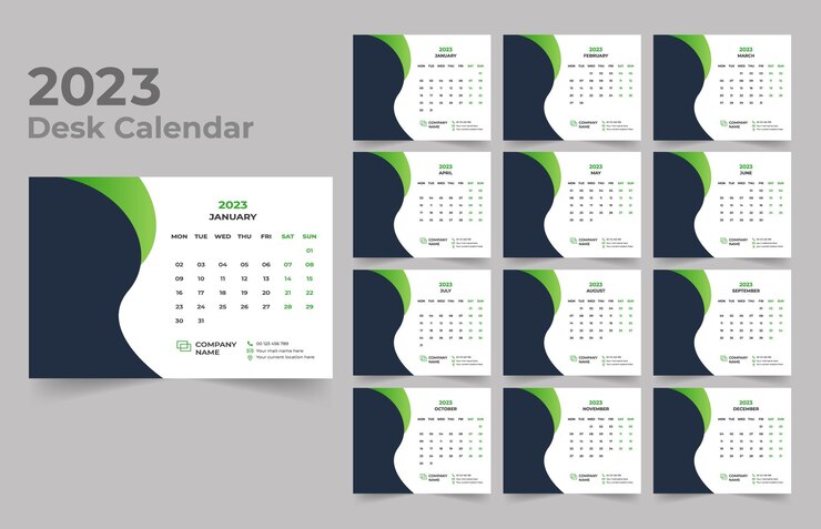 Design de Modelo de Calendário de Mesa 2023