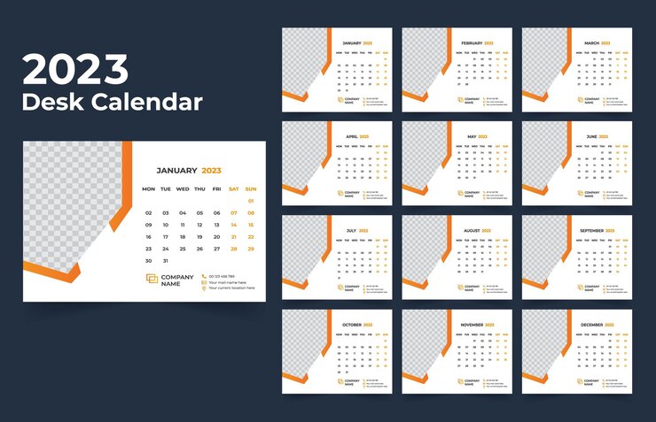 Design de Modelo de Calendário de Mesa 2023