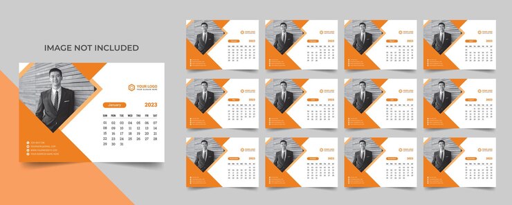 Design de modelo de calendário de mesa de ano novo 2023