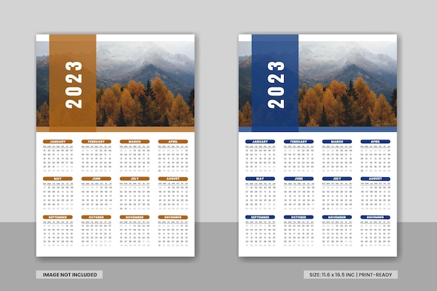 Design de modelo de calendário de parede mínimo criativo 2023 e calendário de parede de negócios colorido