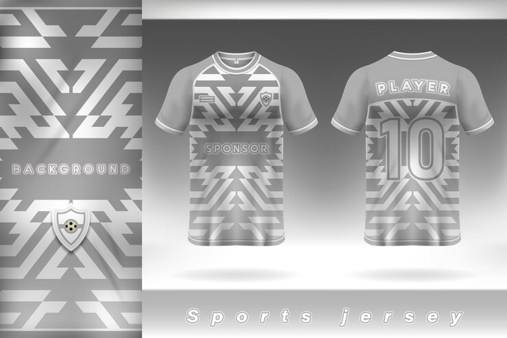 Design de modelo de camisa esportiva cinza branca