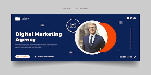 Design de modelo de capa de facebook de mídia social de agência de marketing digital