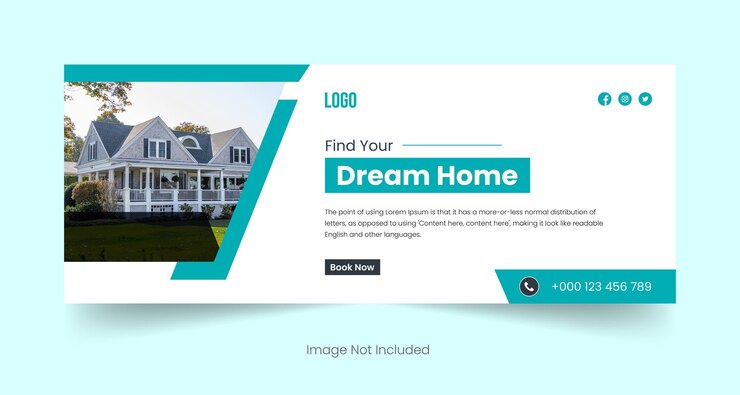 Design de modelo de capa do Facebook para mídia social imobiliária
