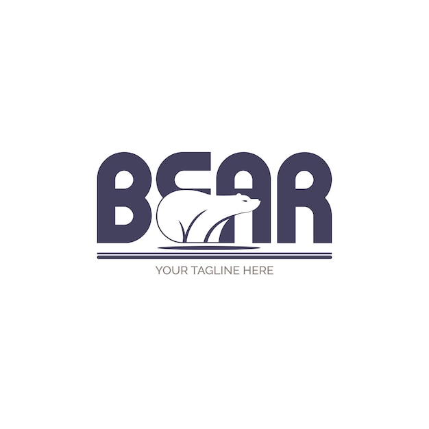 Design de modelo de carta de logotipo de urso polar para marca ou empresa e outros