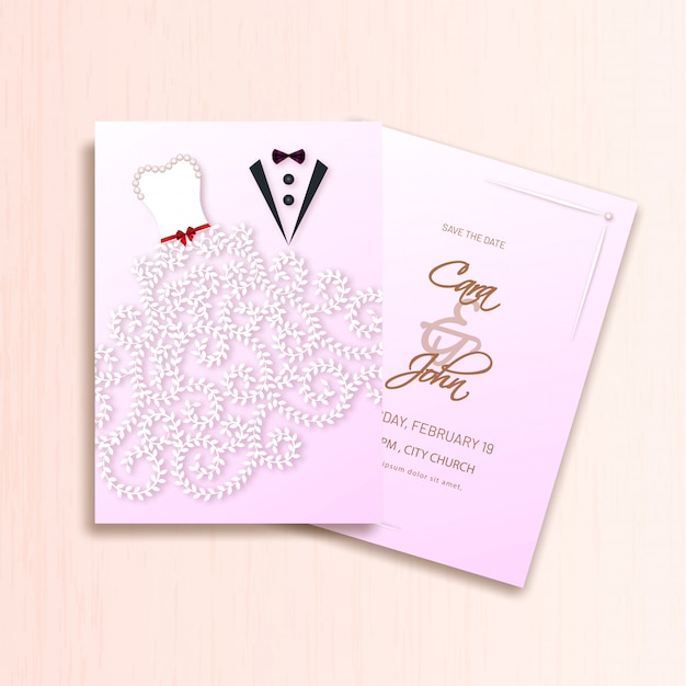 Design de modelo de cartão de convite de casamento criativo