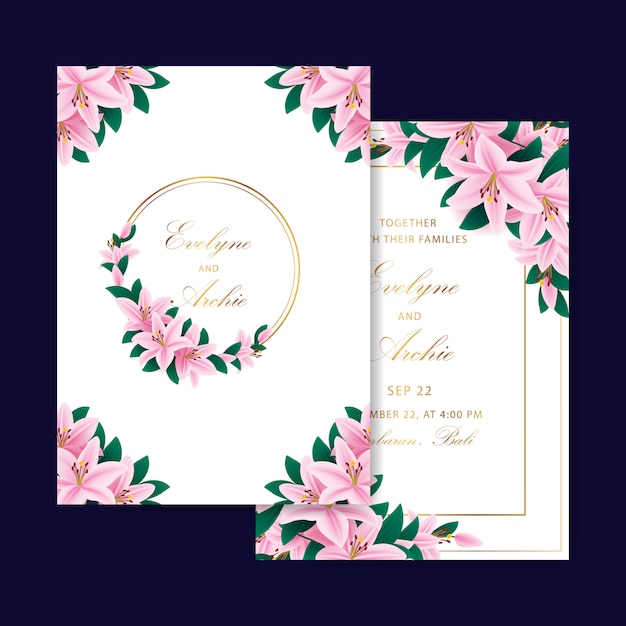 Design de modelo de cartão de convite de casamento floral